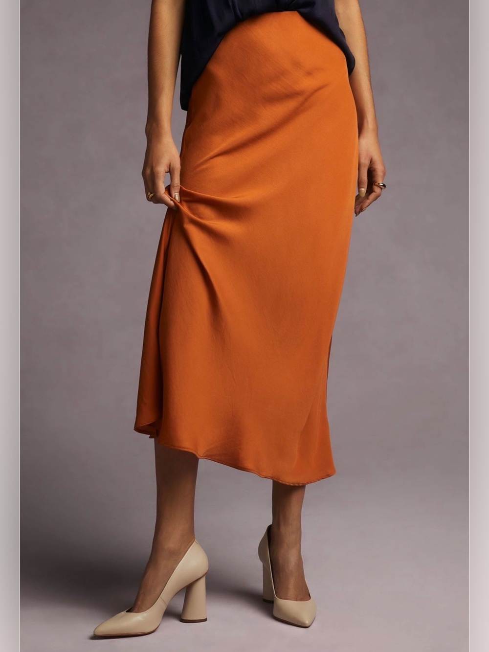 Favorite Daughter The Gwen Copper Satin Slip Maxi Skirt XL Anthropologie